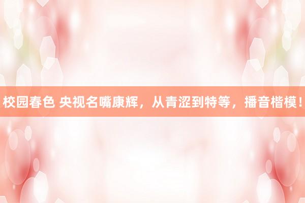 校园春色 央视名嘴康辉，从青涩到特等，播音楷模！