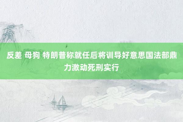 反差 母狗 特朗普称就任后将训导好意思国法部鼎力激动死刑实行