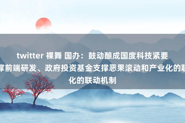 twitter 裸舞 国办：鼓动酿成国度科技紧要名目支撑前端研发、政府投资基金支撑恶果滚动和产业化的联动机制