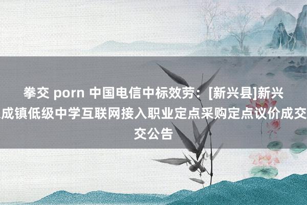 拳交 porn 中国电信中标效劳：[新兴县]新兴县东成镇低级中学互联网接入职业定点采购定点议价成交公告
